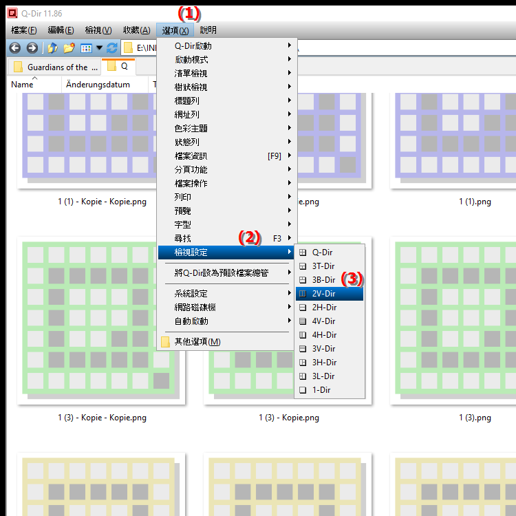 四檔案資源管理器 Q Dir 中的 2V Dir 視圖是什麼